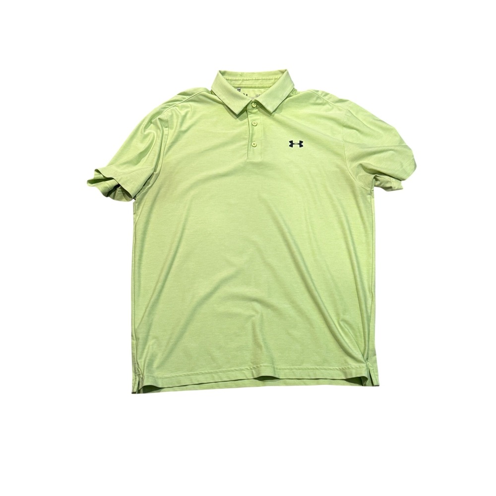 Under Armour Mens HeatGear Loose Fit Polo Shirt Lime Green Large Short Sleeve‎